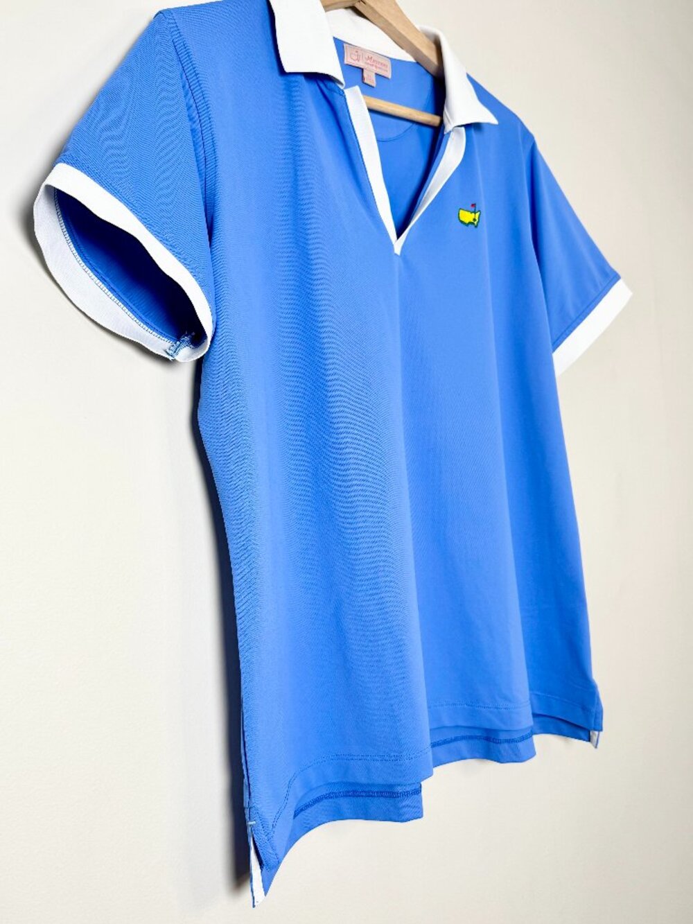 Masters x Peter Millar Blue Golf Open V-Neck Performance Polo Shirt Sz XL